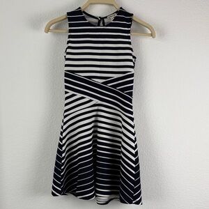 Monteau Black and White Striped Kids Dress
